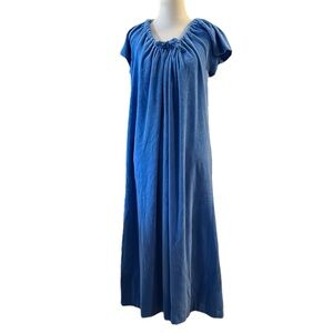 VINTAGE TERRYCLOTH HAND MADE COTTAGECORE LOUNGEWEAR DRESS BLUE SIZE MEDIUM